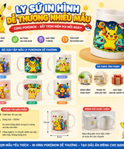 Cốc Sứ / Ly Sứ Pikachu Cute Có In Tên Theo Yêu Cầu Làm Quà Tặng