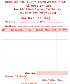 Alternative view of Hóa Đơn Bán Lẻ Thiết Kế Theo Yêu Cầu 1 LINE