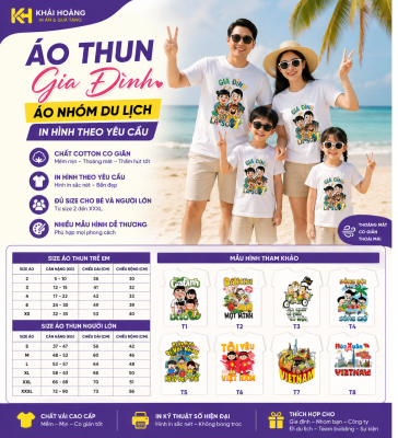 Áo Thun Gia Đình, Áo Nhóm Du Lịch In Hình Theo Yêu Cầu